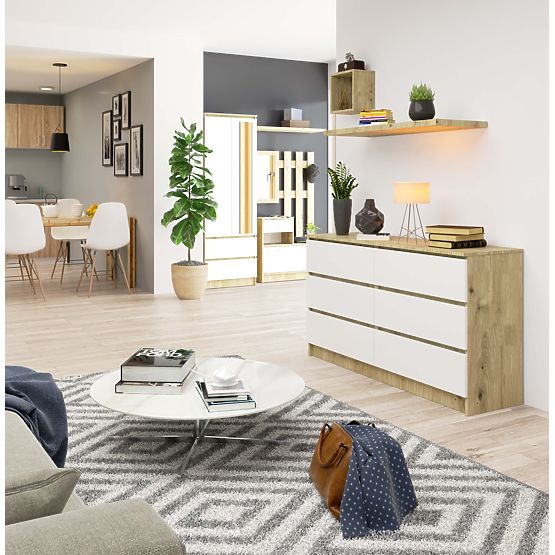 CREDENZA K140 6SZ CLP ROVERE ARTIGIANO / BIANCO