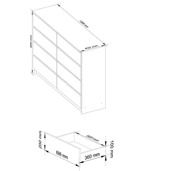 CREDENZA K140 8 CASSETTI CLP PK ROVERE SONOMA