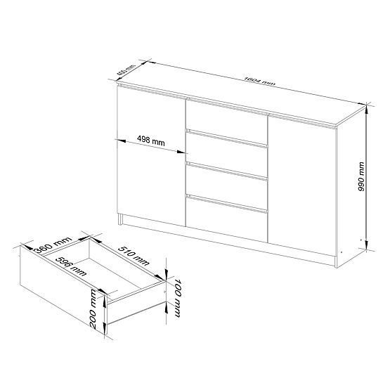 CREDENZA K160 2D 4SZ CLP PK NERO LUCIDO