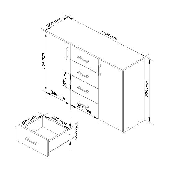 CREDENZA K45 PK BIANCA / GRIGIO GRAFITE