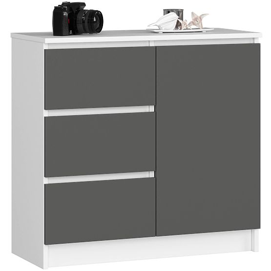 CREDENZA K80 JERRY 1D 3SZ PK BIANCA / GRIGIO GRAFITE