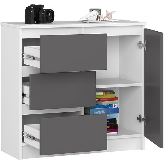 CREDENZA K80 JERRY 1D 3SZ PK BIANCA / GRIGIO GRAFITE