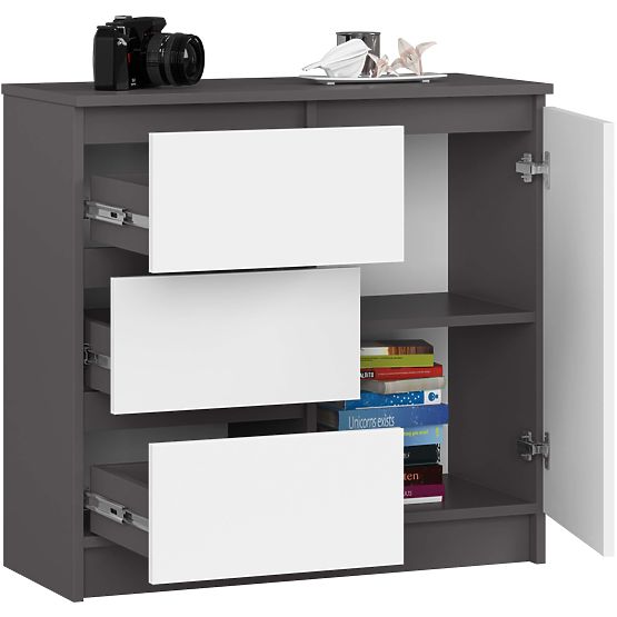 CREDENZA K80 JERRY 1D 3SZ PK GRAFITE GRIGIO / BIANCO