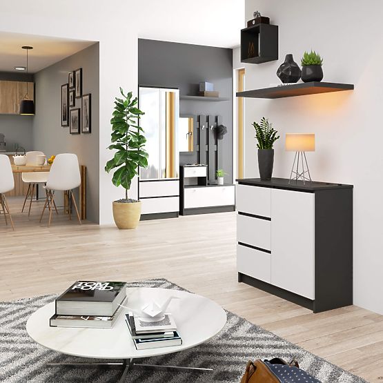 CREDENZA K80 JERRY 1D 3SZ PK GRAFITE GRIGIO / BIANCO