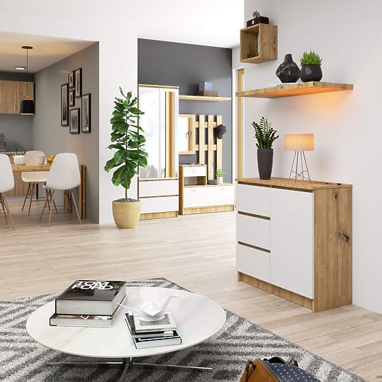 CREDENZA K80 JERRY 1D 3SZ PK ROVERE ARTIGIANO / BIANCO