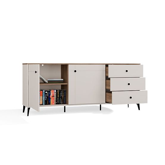 Credenza POINT 2D3S Cashmere Beige Rovere Castello Mobile 3 Cassetti 2 Ante Soggiorno