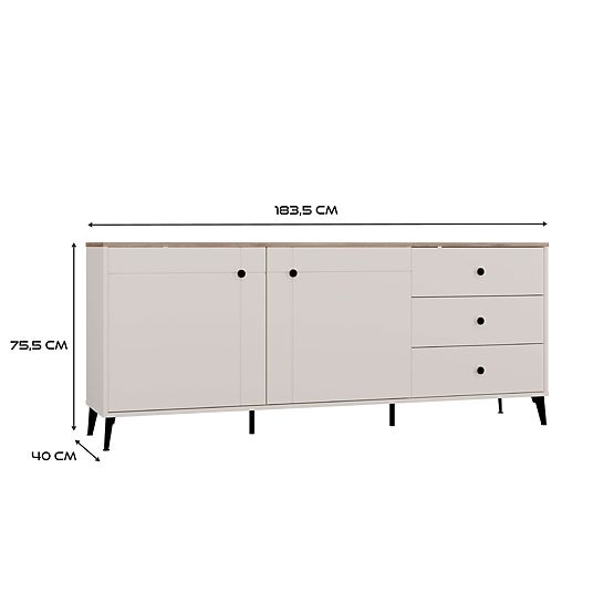 Credenza POINT 2D3S Cashmere Beige Rovere Castello Mobile 3 Cassetti 2 Ante Soggiorno