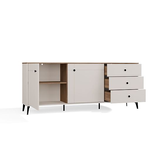 Credenza POINT 2D3S Cashmere Beige Rovere Castello Mobile 3 Cassetti 2 Ante Soggiorno