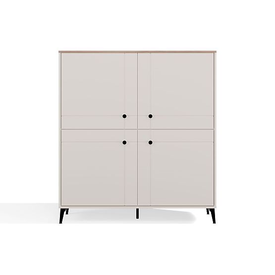 Credenza POINT 4D Cashmere Beige Rovere Castello Armadietto 4 Ante 8 Ripiani per Soggiorno