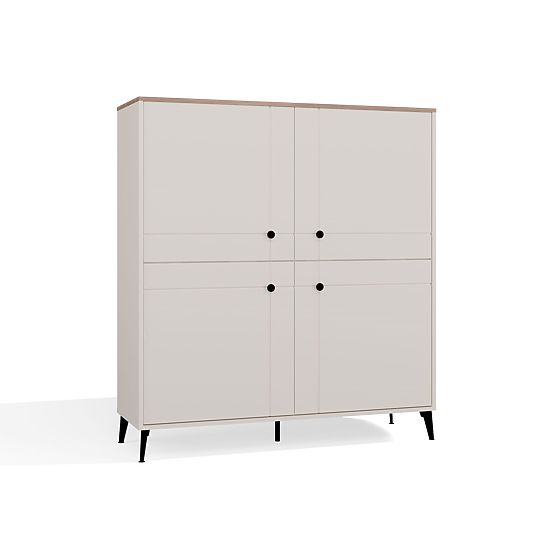 Credenza POINT 4D Cashmere Beige Rovere Castello Armadietto 4 Ante 8 Ripiani per Soggiorno