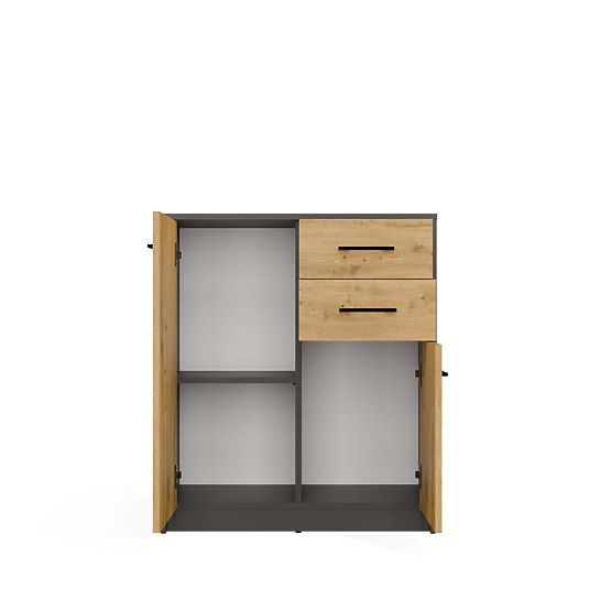 Credenza SIMPLO 2D2S Mobile 2 Cassetti 2 Ante per Soggiorno ANTRACITE ROVERE ARTISAN