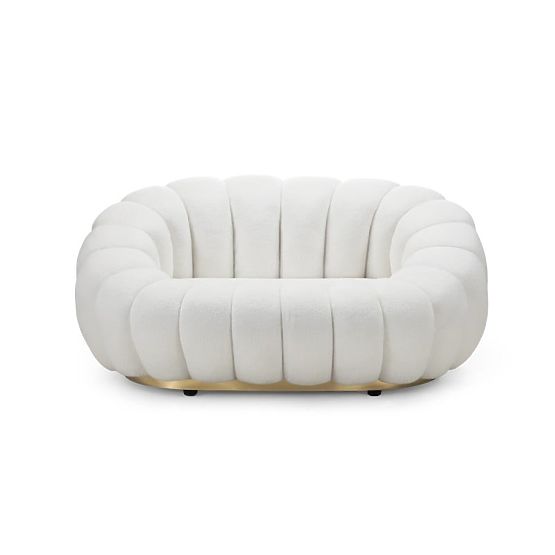 Divano a due posti Firenze bianco, boucle, forme arrotondate