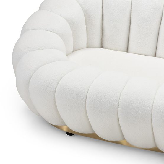 Divano a due posti Firenze bianco, boucle, forme arrotondate