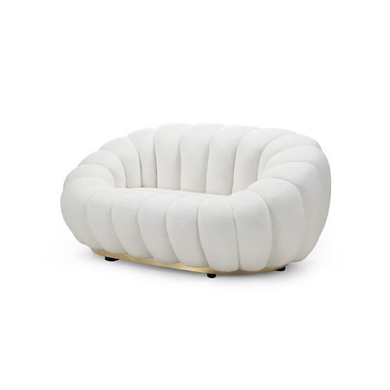 Divano a due posti Firenze bianco, boucle, forme arrotondate