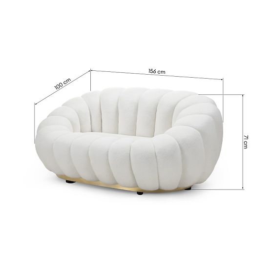 Divano a due posti Firenze bianco, boucle, forme arrotondate