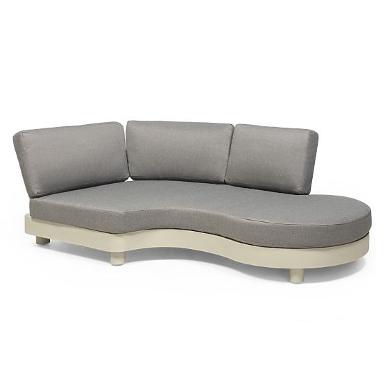 Divano angolare da giardino con 2 tavolini Santa Ana, alluminio, beige, decorazione marmo, forme arr