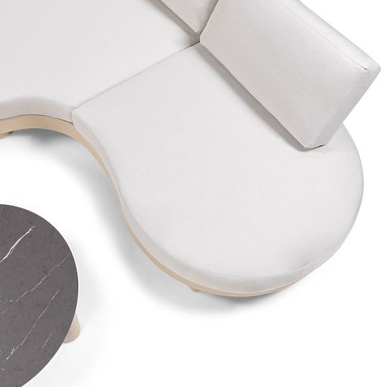 Divano angolare da giardino con 2 tavolini Santa Ana, alluminio, beige, decorazione marmo, forme arr