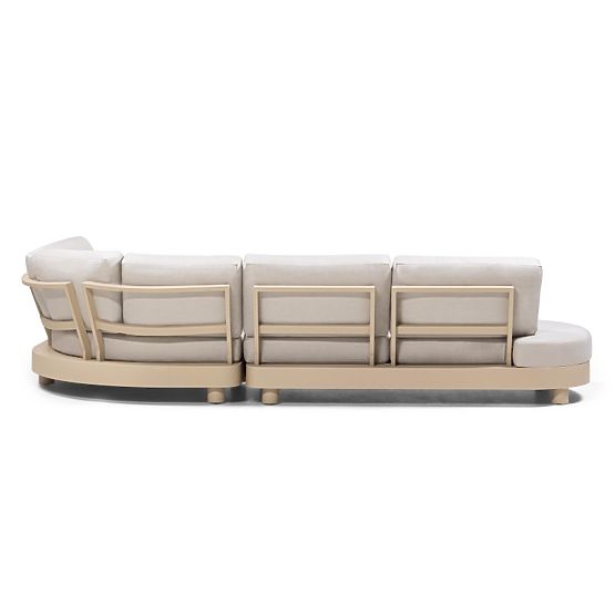 Divano angolare da giardino con 2 tavolini Santa Ana, alluminio, beige, decorazione marmo, forme arr