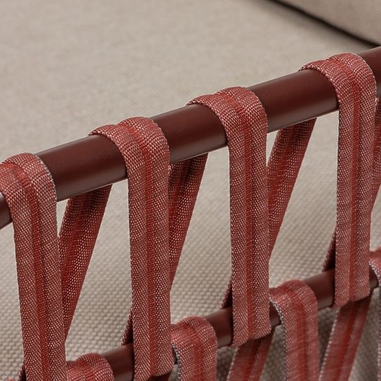 Divano angolare da giardino con tavolino Amarello, alluminio, intrecciato, beige chiaro/marrone bord