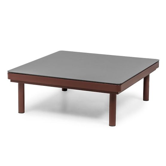 Divano angolare da giardino con tavolino Amarello, alluminio, intrecciato, beige chiaro/marrone bord