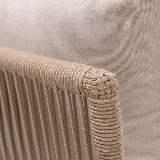 Divano angolare da giardino con tavolino Borgetto, intrecciato, legno di acacia FSC, effetto teak, c