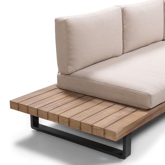 Divano angolare da giardino con tavolino Borgo, legno di acacia FSC, aspetto teak, beige