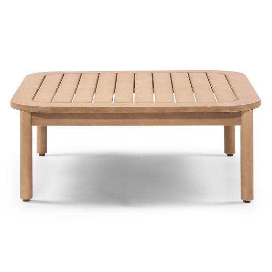 Divano angolare da giardino con tavolino Mortlake, legno di eucalipto FSC, finitura teak, beige chia