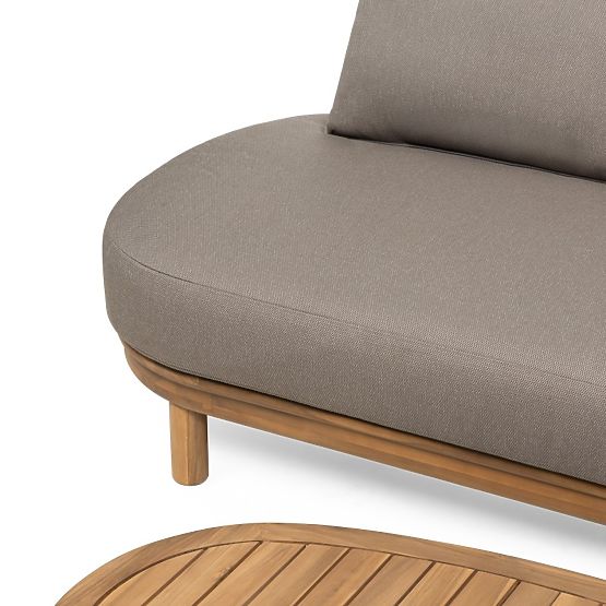 Divano angolare da giardino con tavolino Summerland, legno di acacia, aspetto teak, marrone-grigio, 