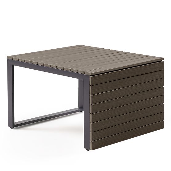 Divano angolare da giardino con tavolino Valongo, polywood, spun-poly, grigio chiaro/antracite