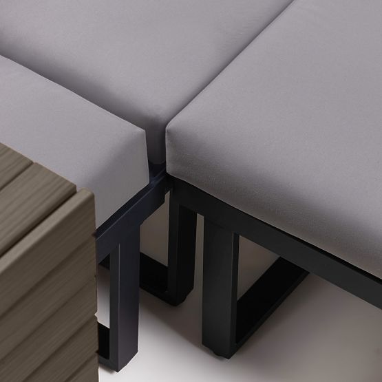 Divano angolare da giardino con tavolino Valongo, polywood, spun-poly, grigio chiaro/antracite