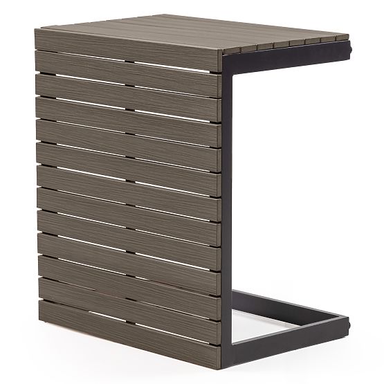 Divano angolare da giardino con tavolino Valongo, polywood, spun-poly, grigio chiaro/antracite