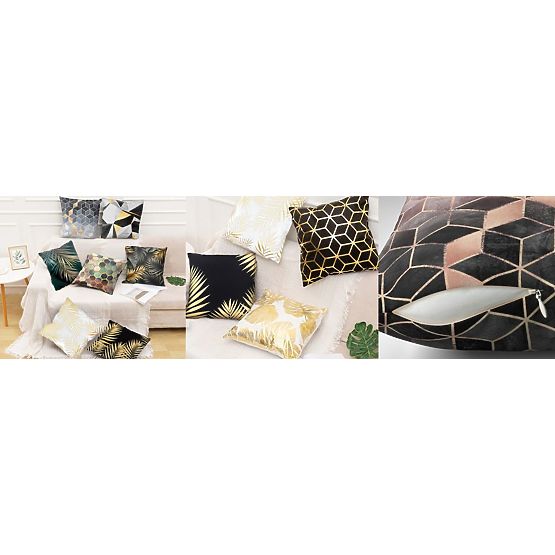 Fodera per cuscino 3D - verde e oro