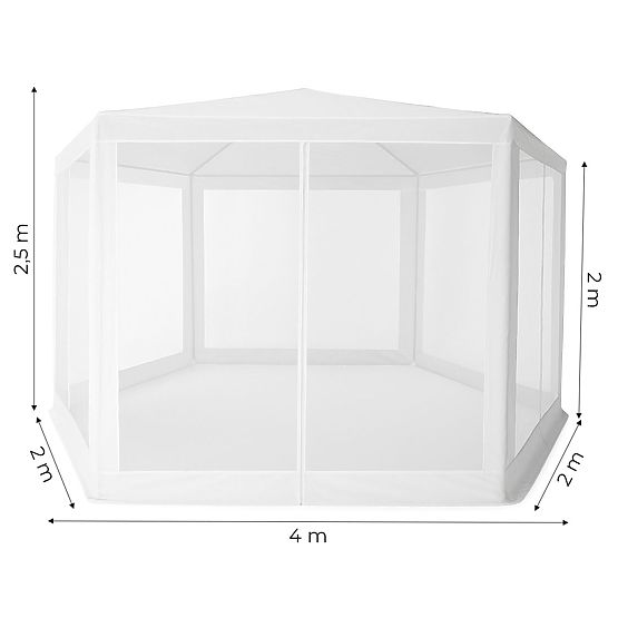 Gazebo da giardino 2x2x2 m con zanzariera bianco MultiGarden