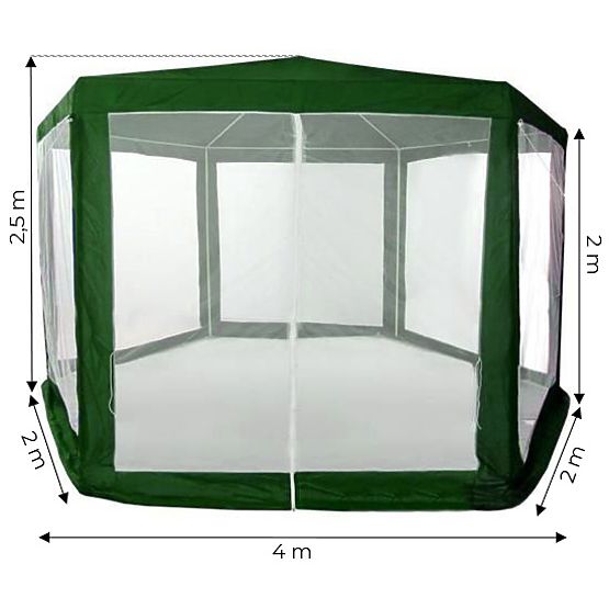 Gazebo da giardino 2x2x2 m con zanzariera verde MultiGarden