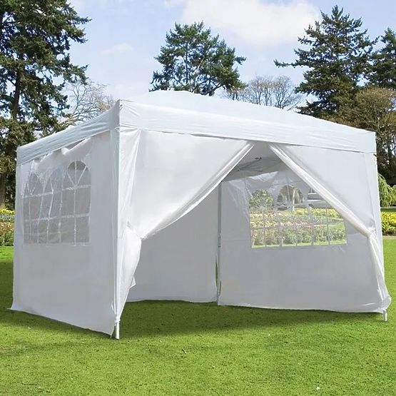 Gazebo da giardino 3x3 m 4 pareti bianco MultiGarden