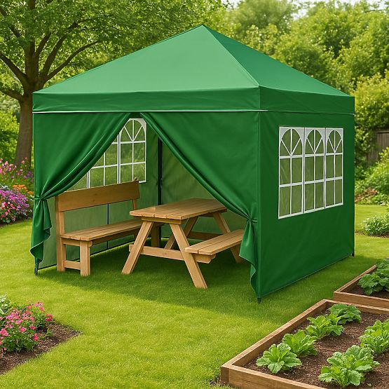 Gazebo da giardino 3x3 m automatico con 4 pareti laterali MultiGarden