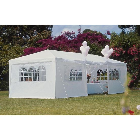 Gazebo da giardino 3x9 m 8 pareti bianco MultiGarden