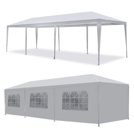 Gazebo da giardino 3x9 m 8 pareti bianco MultiGarden