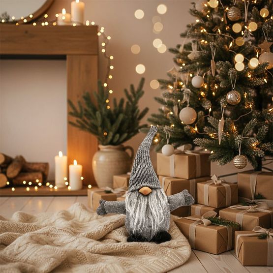 Gnomo di Natale 35 cm YX045 GRIGIO