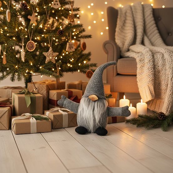 Gnomo di Natale 35 cm YX045 GRIGIO