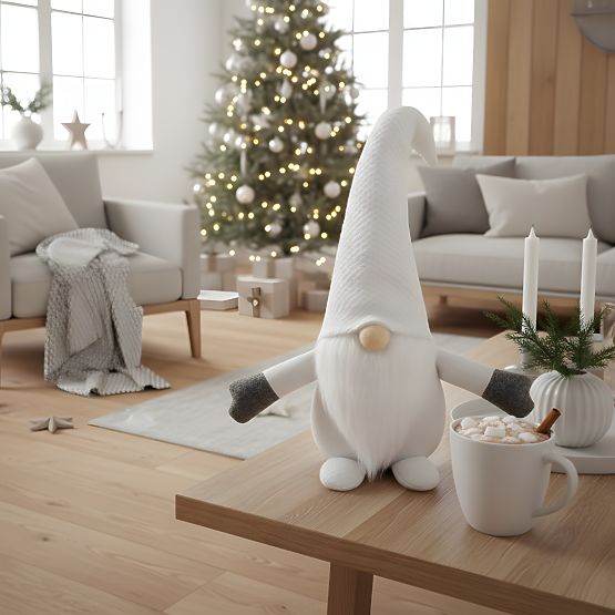 Gnomo di Natale 35cm YX045 Bianco