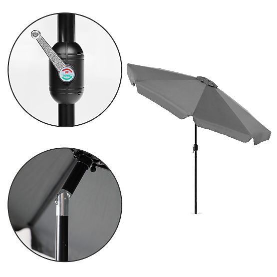 Grande Ombrellone da Giardino 3m Inclinato con Manovella Grigio