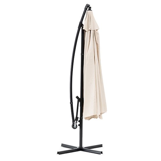 Grande ombrellone da giardino pieghevole con braccio 3m beige 6 stecche