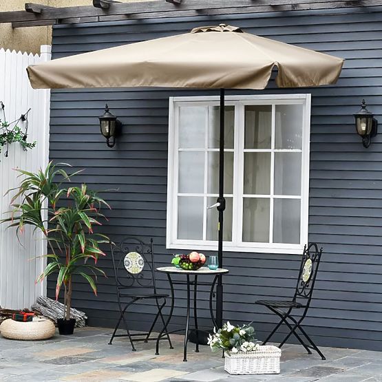 Grande ombrellone da giardino rettangolare inclinato pieghevole con manovella beige 200 x 140 cm