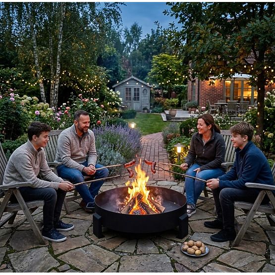 Grande robusto braciere da giardino in ghisa 60 cm con maniglie ideale per falò