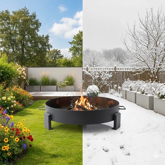 Grande robusto braciere da giardino in ghisa 60 cm con maniglie ideale per falò