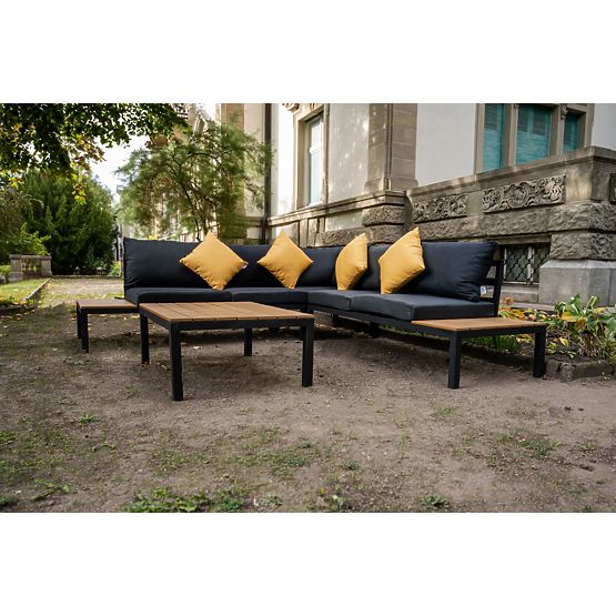 Grande set angolare in alluminio con tavolino MASSIMO nero