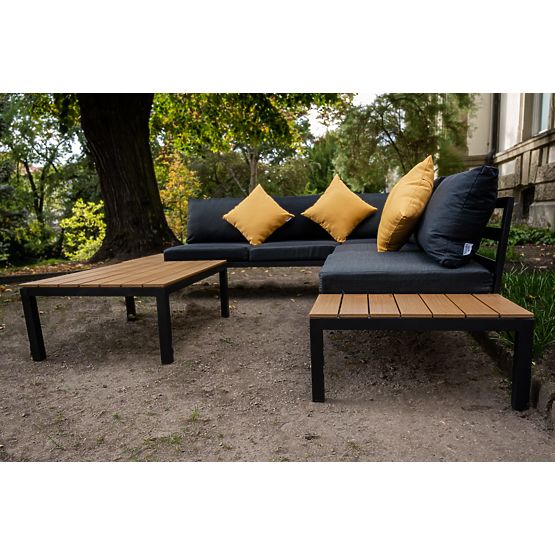 Grande set angolare in alluminio con tavolino MASSIMO nero