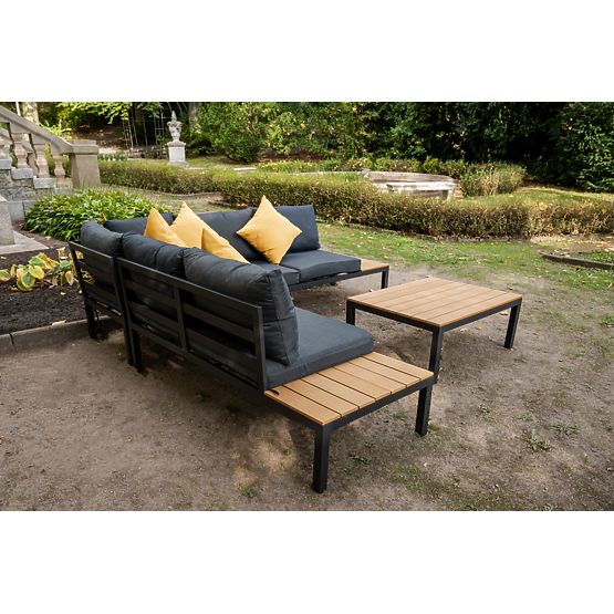 Grande set angolare in alluminio con tavolino MASSIMO nero