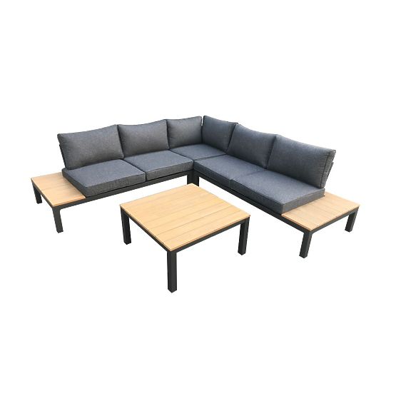 Grande set angolare in alluminio con tavolino MASSIMO nero